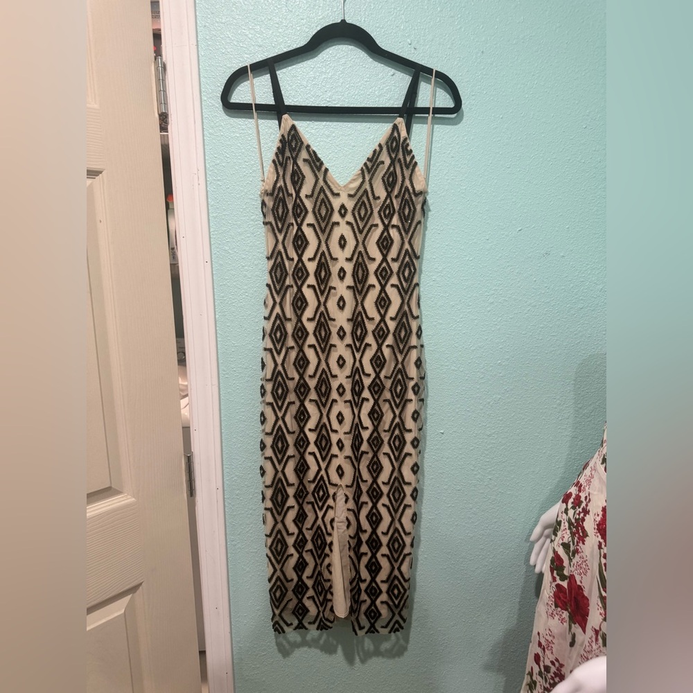 Alice + Olivia Midi Beaded Geometric Arlette Dress NWT